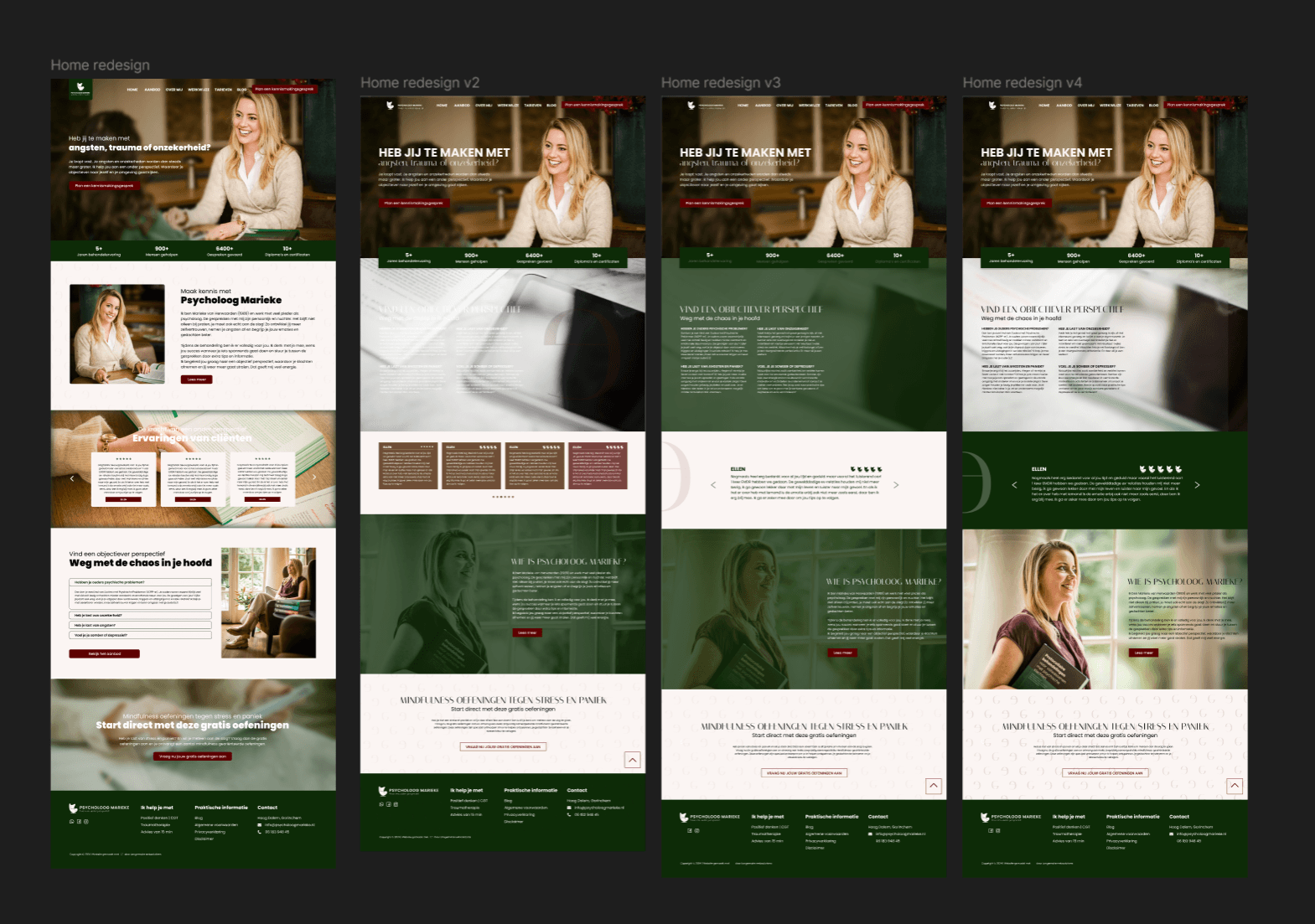 Website in een vernieuwd jasje voor Psycholoog Marieke. Het proces van het webdesign voor Psycholoog Marieke weergegeven in figma