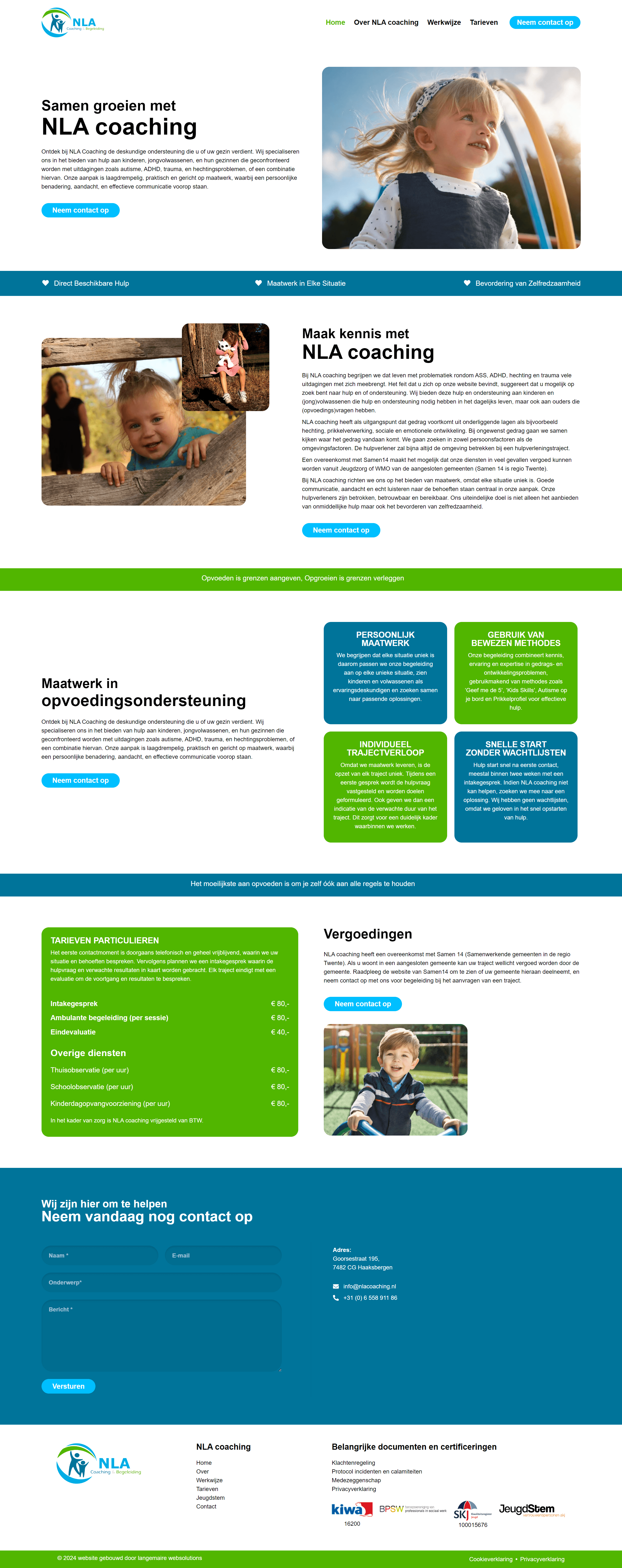 De websitte van NLA Coaching waarvoor we een herontwerp en onderhoud hebben gerealiseerd